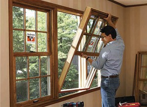 person installing window
